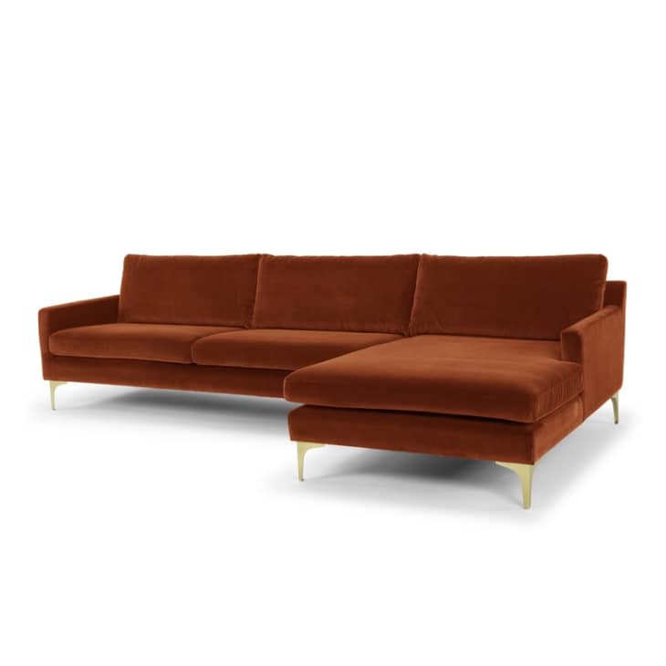 Rust orange sectional deals sofa